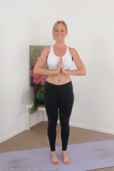 50 year old blonde housewife Jenna Covelli practicing naked yoga