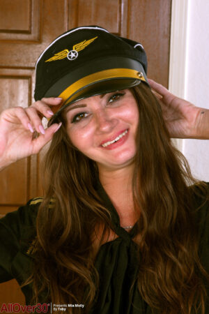 Sexy captain Mia Molly flashes her naughty parts